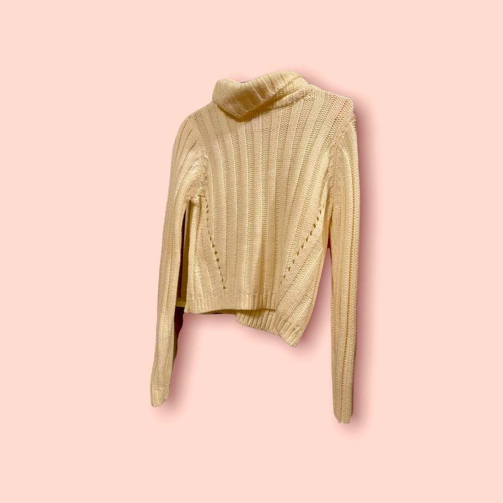 Cream crop top turtle neck sweater